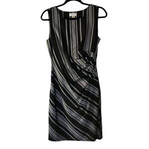 Calvin Klein Womens Elegant Black and Gray Striped Sheath Dress Size 6